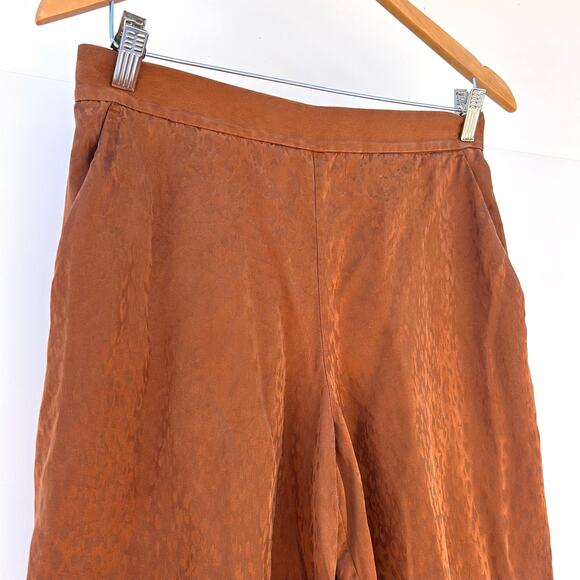 A.L.C. Silk Jameson Cropped Wide Leg Luxury Trousers Pants Rust Leopard 4 ALC - Picture 5 of 8